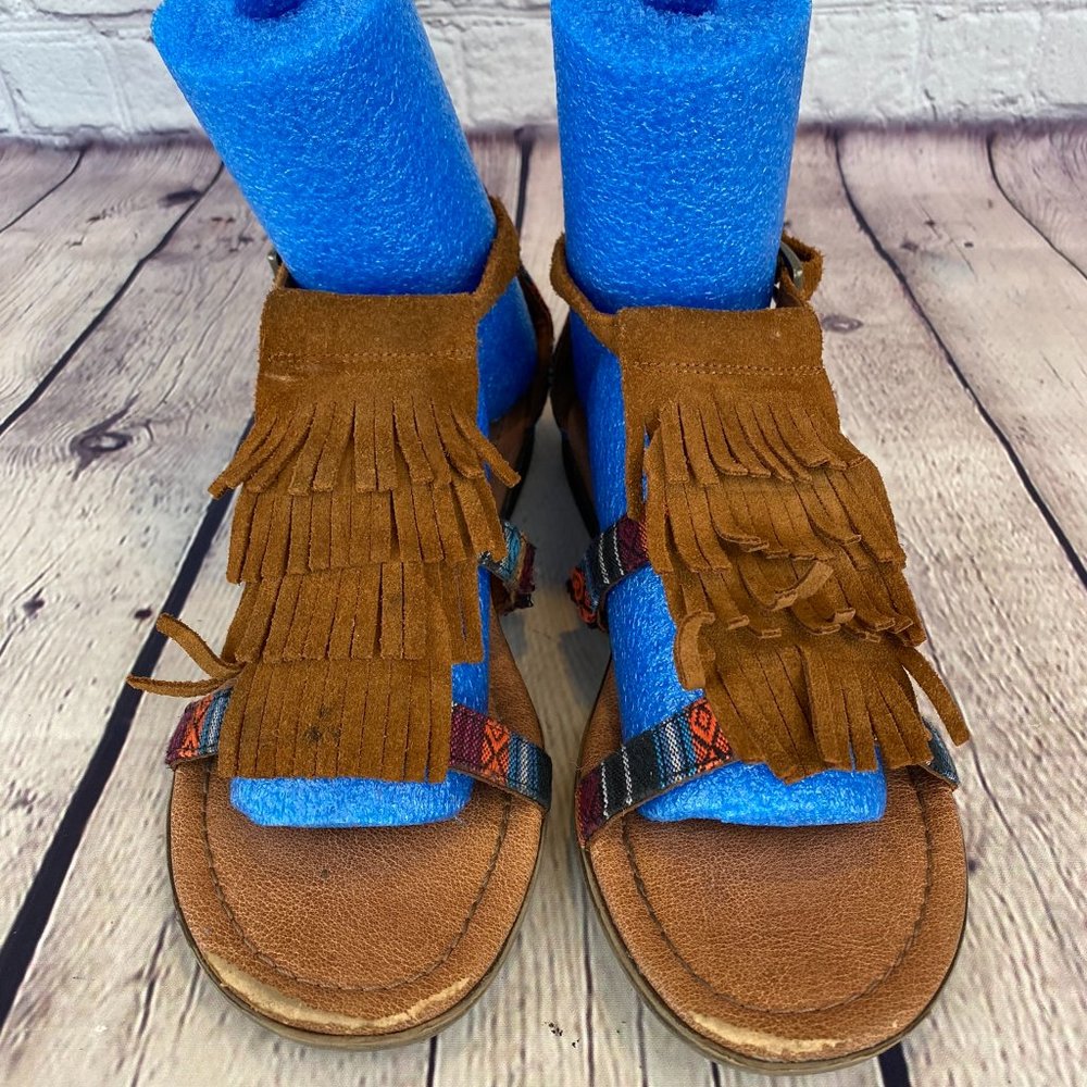 Minnetonka Fringe Ankle Strap Sandal Shoe